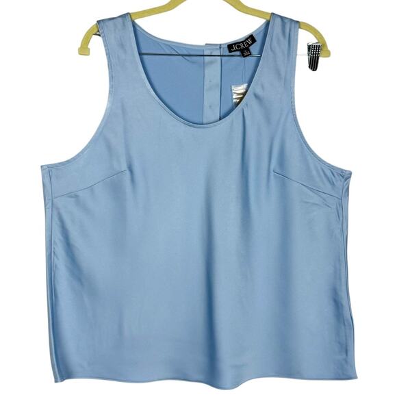 NWT Baby Blue Satin Scoop Neck Sleeveless Tank Top XL Button Up Light Breathable - Picture 1 of 12